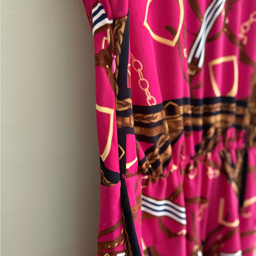 Ralph Lauren Horse Bit V Neck Pink Knee Length Dress - Picture 12 of 14
